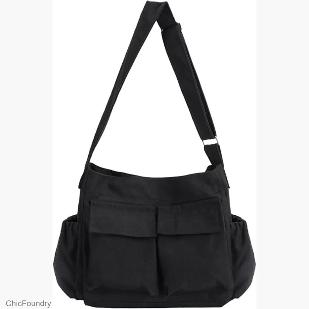 Large Canvas Messenger Bag Hobo Tote Crossbody Laptop Pocket Work Travel
